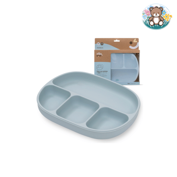Assiette en silicone avec ventouse et couvercle