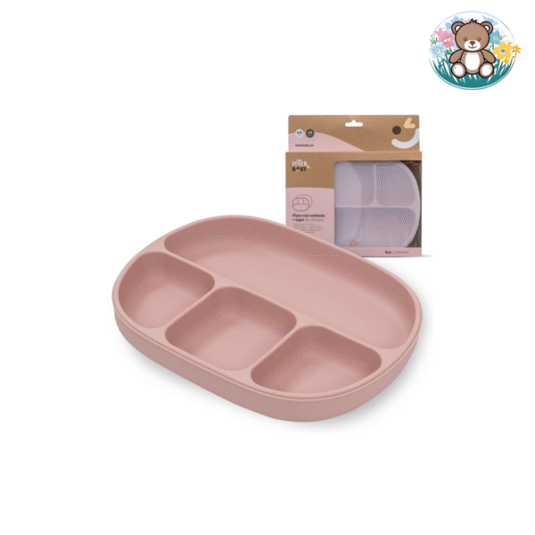 Assiette en silicone avec ventouse et couvercle