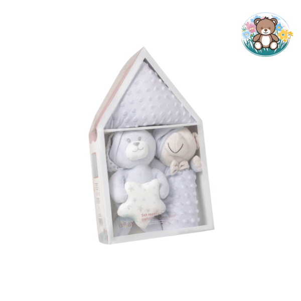 Coffret doudou gris Coffret Peluche+Couverture+Doudou