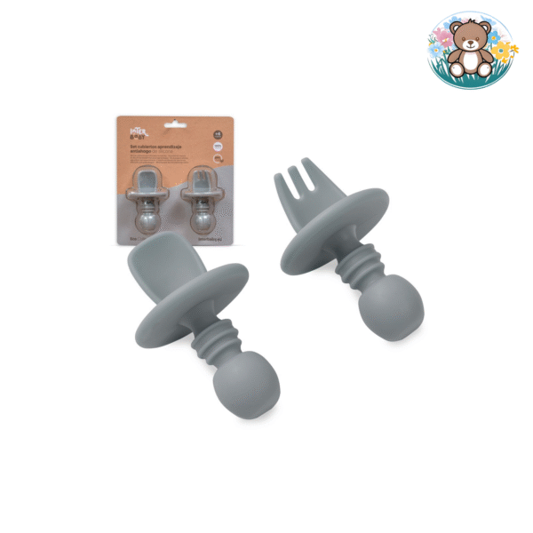 Set de couverts d'apprentissage en silicone (anti-étouffement)