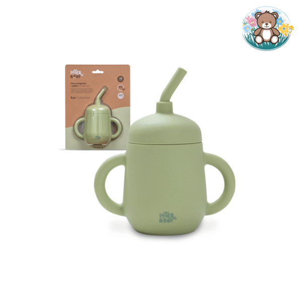 Tasse anti-goutes + paille en silicone