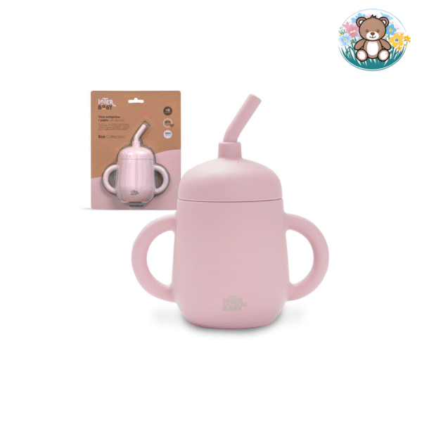 Tasse anti-goutes + paille en silicone