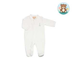 Pyjama naissance - Écru - Velours jacquard