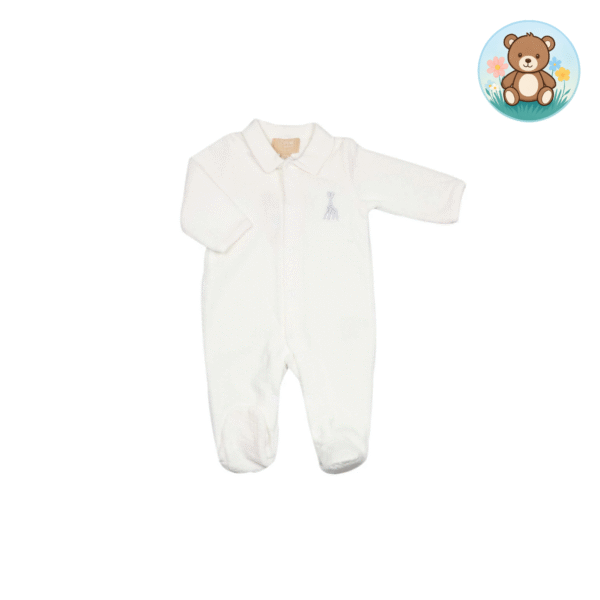 Pyjama naissance - Écru - Velours jacquard