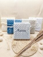 Coffret couverture minky douce bébé personnalisée prénom, 110*80cm polyester, cadeau naissance fille garçon