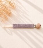 Attache tétine brodée prénom, accessoire bébé personnalisé, clip bois naturel, cadeau naissance baptême baby shower, coton 20 coloris – Image 13