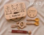 Coffret naissance bois renard gravé prénom bébé, valisette personnalisée et hochet gravé, cadeau naissance/ baptême original brodé en France – Image 5