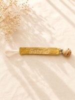 Attache tétine brodée prénom, accessoire bébé personnalisé, clip bois naturel, cadeau naissance baptême baby shower, coton 20 coloris – Image 8