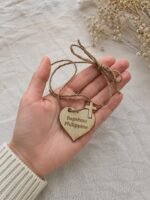 Médaillon Baptême Personnalisé Gravé Laser, Cœur Bois Tilleul Prénom Date, Cadeau Baptême Original, Décoration Table Cérémonie – Image 3